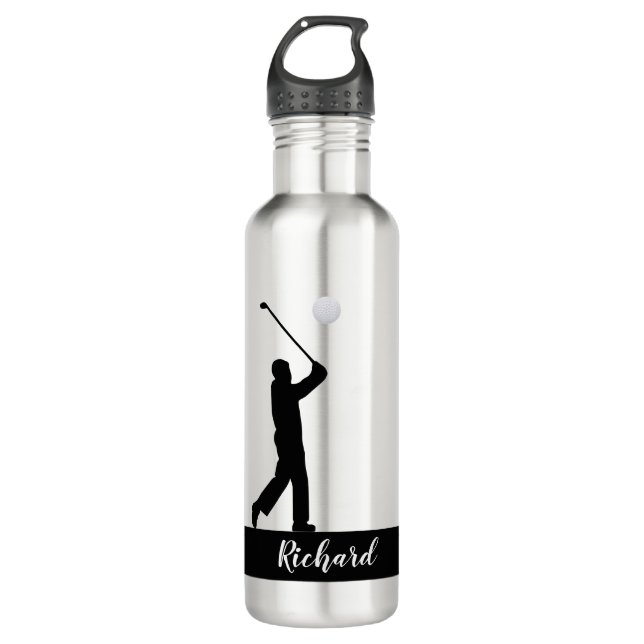 Golfing Golfer Personalised 710 Ml Water Bottle (Front)