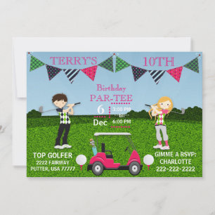 Golfing Golfers Tee Golf Cart Golf Ball Birthday