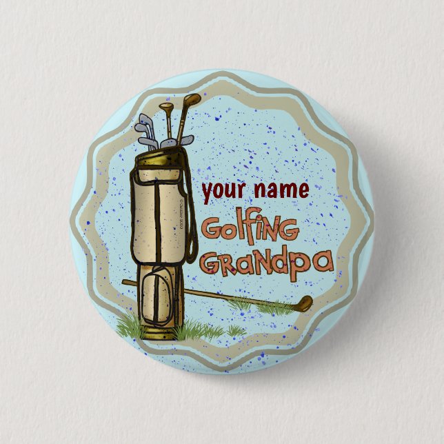 Golfing Grandpa  pin button (Front)