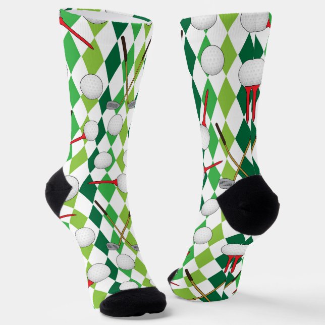 Golfing Green Argyle Diamonds Patterned Socks (Angled)
