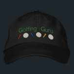 Golfing Guru Embroidered Hat<br><div class="desc">Fun golfing gifts with text saying Golfing Guru. Embroidery features three golf tees and balls. Text can be changed and customised by you.</div>
