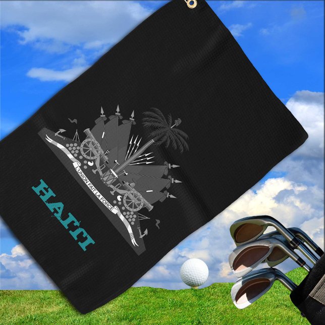 Golfing Haiti & Haitian coat of arms / flag Golf Towel (Creator Uploaded)