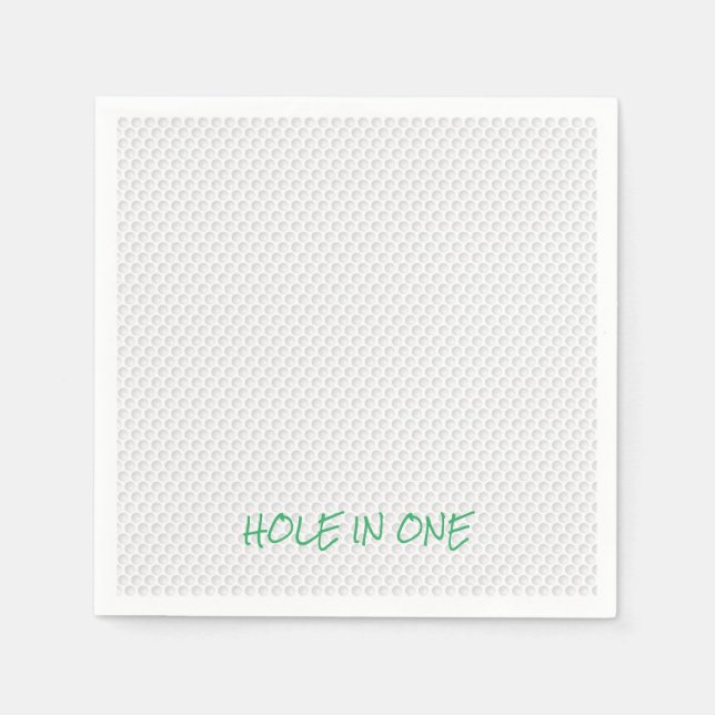 Golfing HOLE IN ONE Text Fun Golf Ball Retirement Napkin (Front)