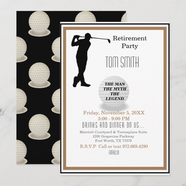 Golfing in My Future Retirement Party Invitation (Front/Back)