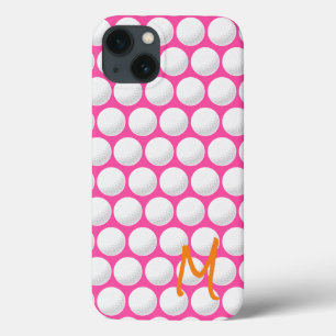 Golfing INITIAL Pink White Orange Preppy Sports iPhone 13 Case