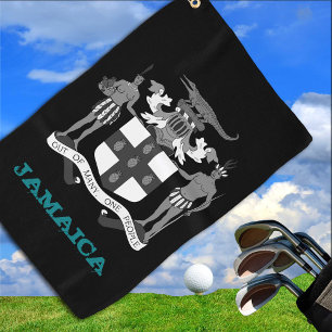 Golfing Jamaica & Jamaican coat of arms / flag Golf Towel