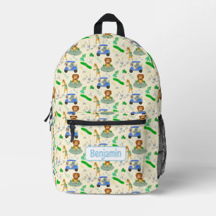 Golfing Jungle Animals Baby Pattern Custom  Printed Backpack