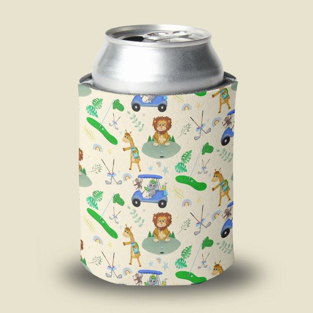 Golfing Jungle Animals Baby Personalise  Can Cooler (Creator Uploaded)