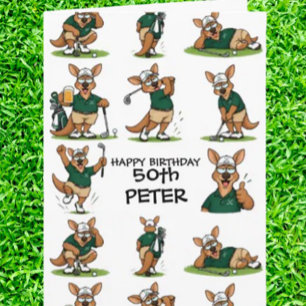 Golfing Kangaroo-Themed Celebration Card
