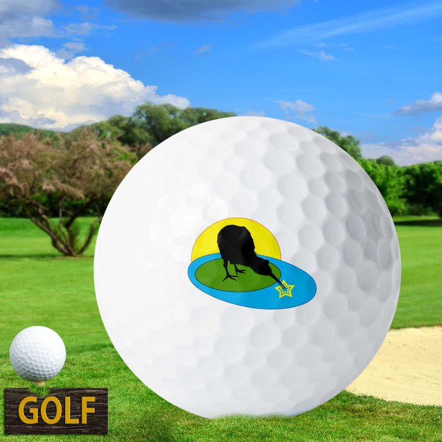 Golfing Kiwi Bird & New Zealand Sports Golf Balls (Creator Uploaded)