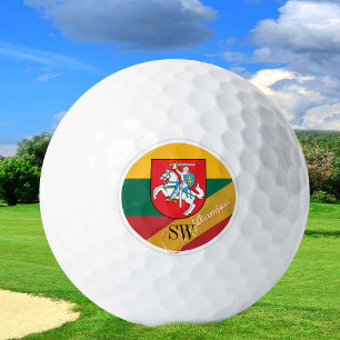 Golfing Lithuania & Monogram, Lithuanian Flag Golf Balls