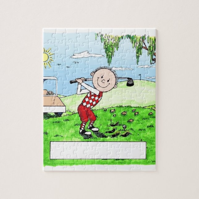 Golfing, Male- Personalised Friendly Folks Cartoon Jigsaw Puzzle (Vertical)