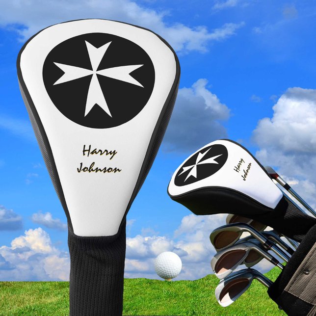 Golfing Malta, flag & monogrammed Maltese Cross  Golf Head Cover (Creator Uploaded)