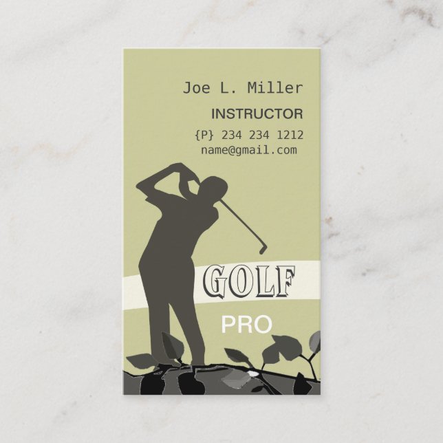 Golfing Man with Puck Golf Instructor Coach Business Card (Front)