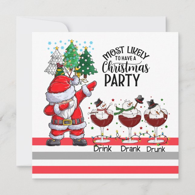  Golfing Most likely to have Christmas Party Santa Holiday Card (Front)