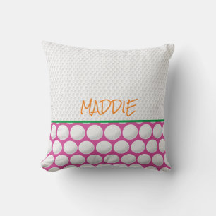 Golfing Name Modern Pink Green Orange Golfer Cushion