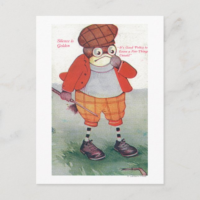 Golfing Owl Noting Silence is Golden Postcard (Front)