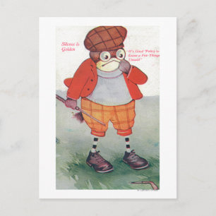 Golfing Owl Noting Silence is Golden Postcard