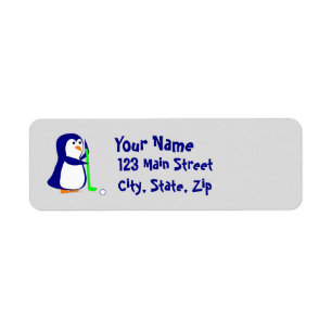 Golfing Penguin Return Address Label