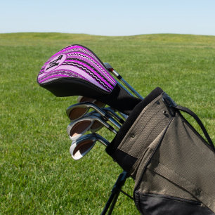 Golfing Purple Stripes Personalised Monogrammed Golf Head Cover
