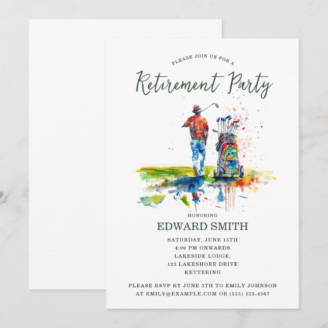 Golfing Retirement Party Invitation (Front/Back)