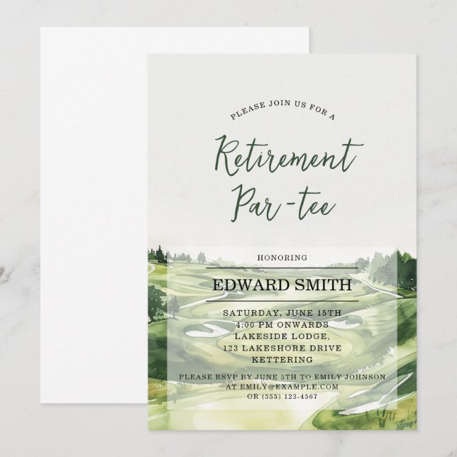 Golfing Retirement Party Invitation (Front/Back)