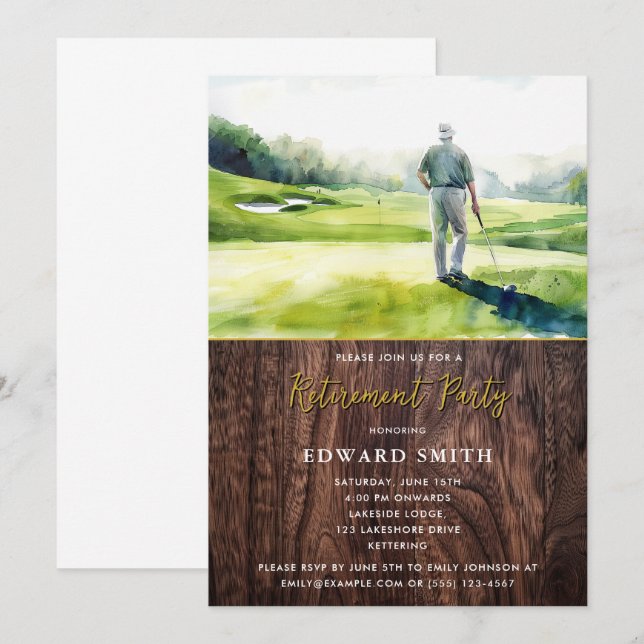 Golfing Retirement Party Invitation (Front/Back)