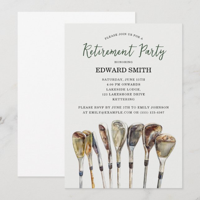 Golfing Retirement Party Invitation (Front/Back)