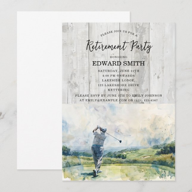 Golfing Retirement Party Invitation (Front/Back)