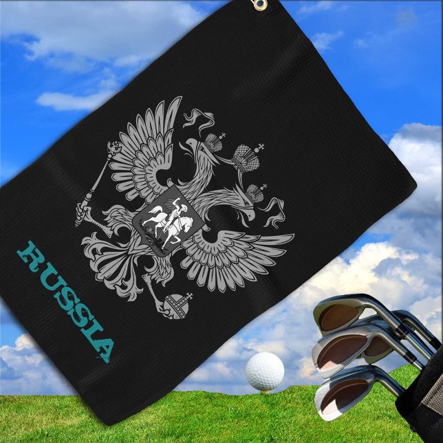 Golfing Russia & Russian coat of arms / flag Golf Towel (Creator Uploaded)