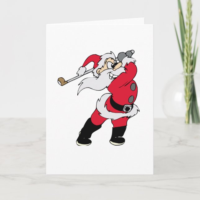 Golfing Santa Christmas Holiday Card (Front)