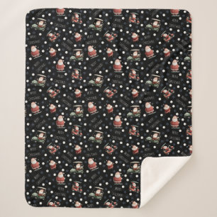 Golfing Santa on Black Sherpa Blanket