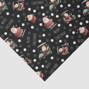 Golfing Santa on Black Tissue Paper