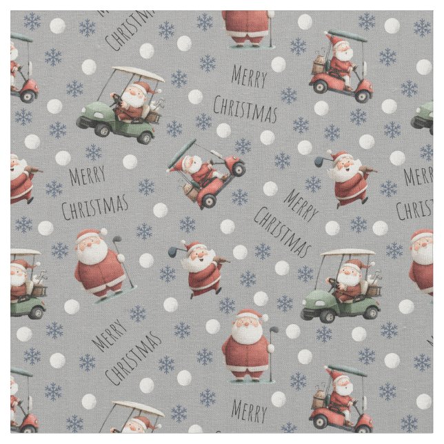Golfing Santa on Grey Fabric (Close Up)