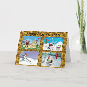 Golfing Santas Christmas Card
