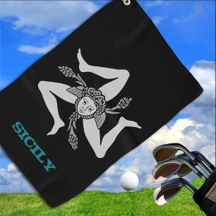 Golfing Sicily & Sicilian coat of arms / flag Golf Towel