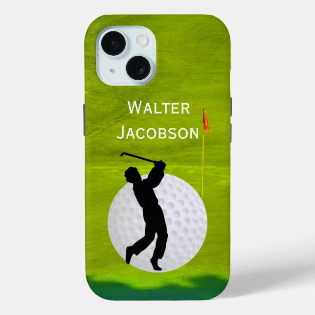 Golfing silhouette Golfer, Ball, Green personalise Case-Mate iPhone Case (Back)