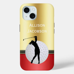 Golfing silhouette Golfer, Ball personalize iPhone 15 Case