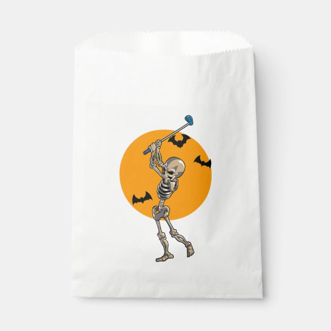 Golfing Skeleton Halloween Men Golf Halloween Golf Favour Bags (Front)