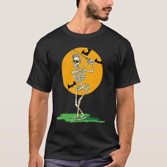 Golfing Skeleton Halloween Men Golf Halloween Golf T-Shirt (Front)