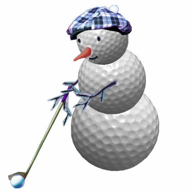 golfing snowman christmas photo sculpture decoration (Front)