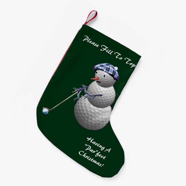 Golfing Snowman Christmas Small Christmas Stocking (Front (Hanging))