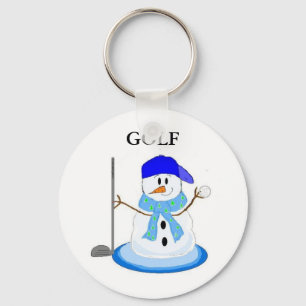 Golfing Snowman Key Ring