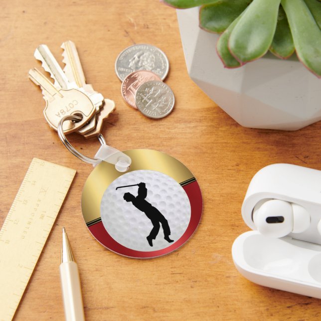 Golfing Sport ball and golfer Elegant background Key Ring (Desk)