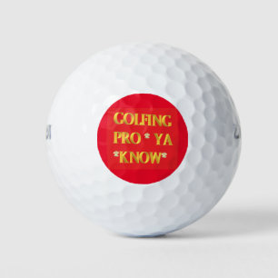 Golfing sports design red and gold large text golf balls