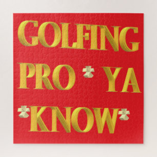 Golfing sports design red and gold large text jigsaw puzzle