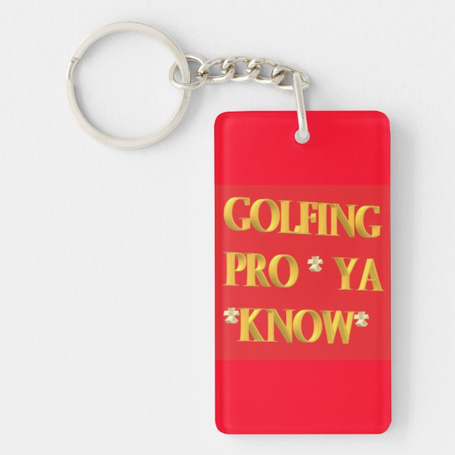 Golfing sports design red and gold large text key ring (Front)