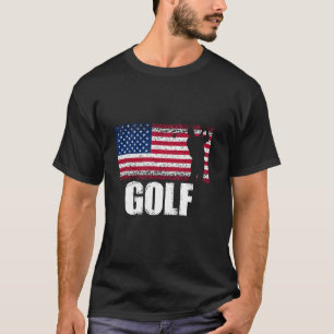 Golfing Sports Retro American Flag USA America Gol T-Shirt
