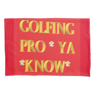 Golfing spots design red and gold large text pillowcase