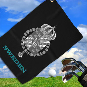 Golfing Sweden & Swedish coat of arms / flag Golf Towel